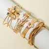 Moda Retro Transfronteriza Europea y Americana Pulseras en Capas Exageradas Geométricas Simples Patrón de Olas Flor Abierta Lisas