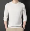 Camiseta para hombre de primavera 2023, nueva, juvenil, gofrada, color liso, manga larga, cuello redondo, básica casual, una pieza, entrega