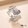 Joyería de Acero de Titanio de Moda Diseño Versátil Anillo de Flor Prensada en Aceite Resistente al Color Lujo Ligero Sensación de Alta Gama Anillo Abierto Ajustable