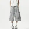 Pantalones Cortos Cargo Anchos Lavados Desgastados Estilo Americano con Bolsillos Grandes para Hombres y Mujeres Nuevos Retro Sueltos Pantalones de Chándal de Moda