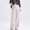 Pantalones de Pierna Ancha Jingqi para Maternidad Ropa de Abrigo Otoño e Invierno 2025 Nuevos Pantalones Cálidos de Terciopelo Pantalones No Elásticos para el Vientre Ropa de Maternidad