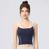 Camisola de Tirantes Finos sin Espalda Belleza Transfronteriza, Sujetador sin Varillas, Camiseta Deportiva de Yoga Color Block Versátil