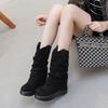 Botas Plataforma Femininas 2026 Outono e Inverno Novo Estilo Botas Curtas para Mulheres, Botas Emagrecedoras que Aumentam a Altura, Design Moderno Botas de Cano Médio Estilo Melard