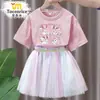 Conjunto de vestido de manga curta Pokemon Fada Eevee, camiseta feminina de verão estilo coreano com saia de malha de comprimento médio, estilo princesa