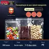 Fabricante de Sacos Stand-Up Autovedantes Transparentes, Sacos Selados para Embalagem de Frutas Secas, Sacos de Embalagem Alimentícia com 15 Mil de Espessura, Impressão Personalizada