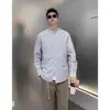 Camisa Elegante de Sarja Pesada Estilo Retro Japonés para Primavera y Otoño Nueva Moda Masculina Versátil Color Sólido Casual de Manga Larga