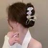 Pinza para el Cabello de Flor con Pedrería de Lujo Ligero para Mujer, Accesorio para el Cabello de Alta Gama para Moños en la Parte Trasera de la Cabeza, Pasador de Aleación Elegante al por Mayor