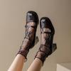 Primavera y Verano Nuevo Estilo Francés Retro Diseño Nicho Zapatos Mary Jane de Tacón Alto con Punta Cuadrada a la Moda para Mujer