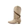Botas de Cowboy Britânicas Ocidentais Novo Estilo, Botas da Moda com Rebites e Franjas, Botas de Cano Médio com Salto Alto Robusto, Tamanhos 40-43, Wish Boots