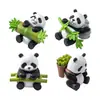 Figura grande e adorável de panda de bambu para paisagens em miniatura, jardinagem, decorações DIY, enfeites de pendurar e pequenas exposições de mesa