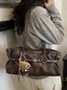 Bolso plisado retro simple para mujer, nuevo modelo 2026, bolso de hombro de gran capacidad para el trabajo, bolso de mano tote de otoño e invierno