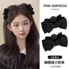 Accesorio de Cabello de Moda con Lazo para un Rostro Más Pequeño, Pasador de Flequillo Lateral Estilo Princesa, Tocado Negro Pequeño a la Moda
