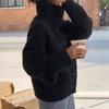 Cárdigan de Punto Grueso de Cuello Alto de Invierno Suave Ceroso de Un Solo Botón Suelto Simple Perezoso Suéter Grueso para Mujer