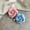 Pasador de Camelia Azul Lazo Francés Nuevo Verano 2025 Pinza Lateral Pasador de Flor Dulce Adorno para el Cabello para Mujeres