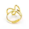 Anillo de Flor Calada Estilo Francés a la Moda y Dulce para Mujer, Diseño de Línea de Alta Gama, Joyería para Mano Abierta de Acero Inoxidable