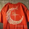Camiseta de Manga Corta Retro Americana Creativa de 180g Transfronteriza Tallas para Hombre y Mujer Verano Suelta de Algodón