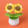 Planta de Girasol en Maceta de Hilo Terminado, Flor Artificial de Lirio del Valle, Decoración de Escritorio de Tulipán, Regalo de San Valentín para Maestros y Compañeros