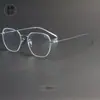 177513 Gafas de Negocios Retro para Hombre y Mujer, Armazón Delgado, Patillas Delgadas, Titanio Puro, Antiluz Azul, Plástico Ligero