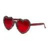 Gafas de Sol Sin Marco en Forma de Corazón con Diamantes Triturados, Gafas de Sol de Fiesta a la Moda, Gafas de Sol Color Caramelo Originales y Únicas