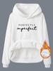 Sudadera con capucha de manga larga y forro polar para mujer, estilo europeo y americano, con bolsillo tipo canguro, estampado PERFECTO, talla transfronteriza, para otoño e invierno