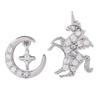 Aretes de Unicornio para Mujer Elegantes Simples Coreanos Asimétricos de Luna Personalidad de Estudiante Estilo Occidental Nicho Accesorios para la Oreja