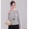 Suéter de punto, colección otoño 2026, talla grande, top de un hombro para mujer, corte holgado, versátil, diseño estilo coreano