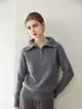 Suéter pullover para mujer de 100% cachemira, con cuello, engrosado, de media cremallera, cómodo, suave, cálido, de manga larga, capa base de punto