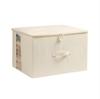 Caja de Almacenamiento Plegable de Algodón y Lino Casual, Tela a Prueba de Polvo, Ventana Transparente Visible para Dormitorio, Tablero de PP, Lavable