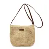 Bolso Bandolera de Cuerda de Papel y Paja Personalizado, Bolso Tejido Hecho a Mano Nuevo, Versátil Bolso de Cremallera de Gran Capacidad para Vacaciones y Playa para Mujeres
