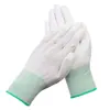 Luvas de Proteção do Trabalho em Nylon com Revestimento PU nos Dedos Dipper Eletrônico Sem Poeira Coladas com Cola Trabalhando Finas Confortáveis Cor Branca Revestidas nos Dedos