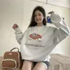 Toma real~ Sudadera de otoño e invierno estilo coreano con lazo y cuerno, estampado, suelta, polar, regular, chaqueta de estilo suelto y casual