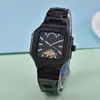 2025 Nuevo Cinturón de Acero Sólido Esfera Hueca de Fase Lunar Serie Cien Moda Negocios Esfera Mecánica Reloj para Hombre