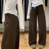 Jeans de Pana Maillard Marrones de Pierna Ancha para Mujer Invierno Nuevos de Cintura Alta Sueltos Caídos Pantalones Scimitar