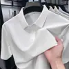 Nuevo Estilo Primavera y Verano 2026 Camisa Polo para Hombre de Seda Helada 7A Color Sólido Cuello Solapa para Profesionales de Negocios Jóvenes y de Mediana Edad