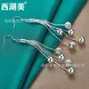 Aretes Largos Lisos Esmerilados de Bola con Borla Aretes de Plata Joyería Belleza del Lago Oeste para Mujer