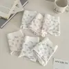 2796 Panties de Encaje Floral Hada Salvaje Verde con Lazo Algodón en la Entrepierna Transpirables Sin Marcas Cintura Media Cadera para Mujer