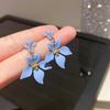 Aretes de botón de flor azul fresco de verano estilo Mori aretes estilo festivo moda simple aretes de flor de cinco pétalos nueva moda