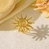 Anel de Sol Exagerado em Aço Inoxidável de Personalidade Estilo Europeu e Americano para Mulheres, Joia de Anel Aberto Geométrico de Titânio de Alta Qualidade que Não Desbota