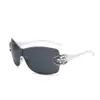 Óculos de Sol Peça Única com Lentes Grandes e Strass Inlaid, Estilo Novo, Moda Transfronteiriça, Personalidade, para Mulheres, Proteção Solar, Óculos de Sol para Dirigir