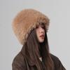 Sombrero de cubo de felpa glutinosa suave para mujer, otoño e invierno, cálido, versátil, sombrero japonés, cara blanca peluda, protección para orejas pequeñas, sombrero para el frío