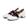 Novos Sapatos Baixos Mary Jane Femininos Bico Quadrado Salto Grosso Salto Médio Elástico Velcro Sapatos Casuais 40-43 Sapatos de Exportação