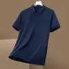 Nueva Camiseta de Manga Corta de Verano para Hombre, Camiseta Transparente de Seda Helada, Color Puro, Casual, Secado Rápido, Top, Camisa Polo para Jóvenes y Personas de Mediana Edad