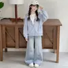 Conjunto de Dos Piezas para Niña Estilo Coreano Moda Casual Escolar con Sudadera y Pantalones de Mezclilla Elegantes Versátiles Primavera/Otoño 2026