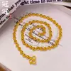 Colar Masculino de Contas Sólidas Redondas Banhado a Ouro Latão, Colar Masculino de Contas Ocas de Parede Fina, Arrojado, Polido, Ouro de Areia Vietnamita com Alta Retenção de Cor