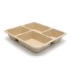 Talheres Descartáveis Ecológicos de Polpa de Cana e Bambu, Prato de Quatro Compartimentos, Biodegradável, Compostável, Grau Alimentício