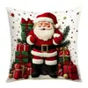 Funda de almohada impresa de Navidad con patrón de texto navideño, funda de cojín para sofá, decoración del hogar navideña, transfronterizo