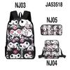 Mochila escolar 3D Kuromi Kuromi, nueva mochila con estampado de Sanrio, bandolera y estuche para lápices de tres piezas.