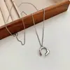 Acessórios de Colar Geométrico de Prata Ins Coreano para Mulheres Design de Nicho Coreano Pingente de Alto Padrão Corrente Longa para Suéter