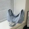 Bolsa de Couro Jeans Versátil de Grande Capacidade Estilo Coreano Nova Moda Primavera 2026 Casual Ombro Transversal Tendência
