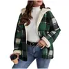 Chaqueta de Cuadros Estilo Europeo y Americano para Mujer, Otoño/Invierno 2025, Forrada de Felpa, Engrosada, Cierre de Botones, Con Capucha, Cárdigan Cálido, Corte Holgado, Amazon